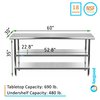 Amgood 30x60 Prep Table with Stainless Steel Top and 2 Shelves AMG WT-3060-2SH